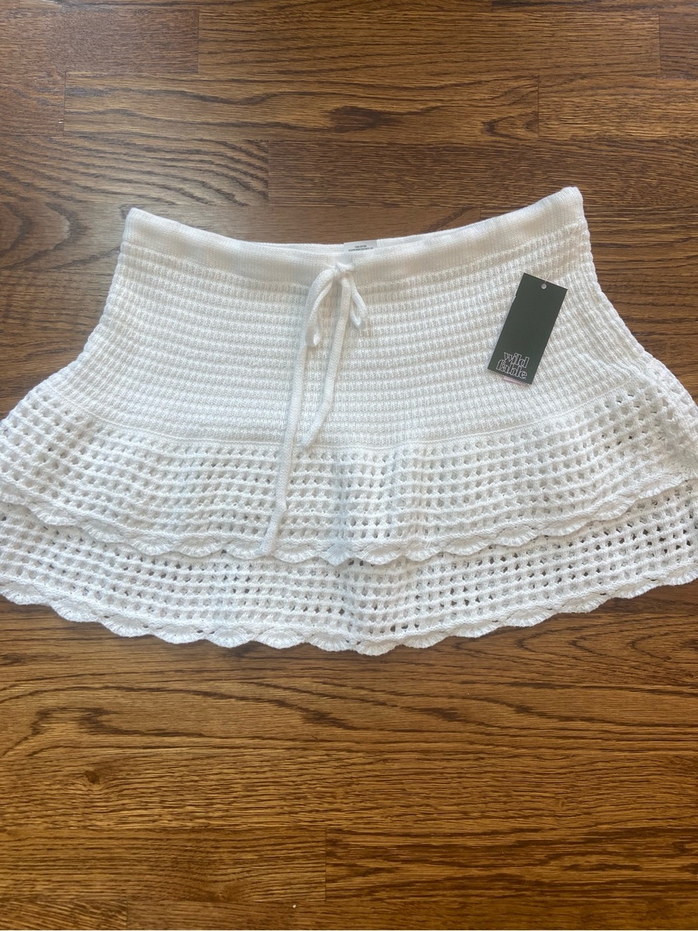 Wild Fable White Crochet Tiered Mini Skirt- Medium, Summer, Beach, Festival